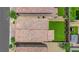 Bird's eye view of the backyard and the roof. The backyard has artificial turf at 9947 Tucket Point Ct, Las Vegas, NV 89178