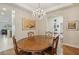 This dining room features a wooden table and chairs and art displayed on the walls at 613 Pinnacle Heights Ln, Las Vegas, NV 89144