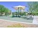 Community playground featuring sunshades over play equipment, benches, and mature landscaping at 949 Bayberry Ridge St, Henderson, NV 89052