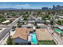 Aerial view showing home, pool, and expansive backyard at 1420 S 8Th St, Las Vegas, NV 89104