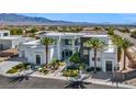 Modern home showcases clean lines, complemented by palm trees and manicured landscaping during daylight at 9760 Solar Ave, Las Vegas, NV 89149