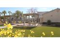 Outdoor picnic area with shaded pergolas perfect for Gathering gatherings with lush, green grass at 4490 Rabnor Cir, Las Vegas, NV 89115
