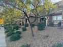 Townhome exterior with landscaping and a two-car garage at 3029 Camino Sereno Ave, Henderson, NV 89044