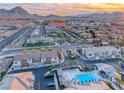 Aerial view of townhomes with a pool, showcasing the community amenities at 965 Nevada State Dr # 1101, Henderson, NV 89002