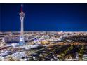 Panoramic night view of the vibrant Las Vegas skyline with the iconic Strat Tower illuminated at 222 Karen Ave # 3907, Las Vegas, NV 89109