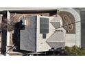 Aerial view of a house showing the roof with solar panels at 7608 Sea Wind Dr, Las Vegas, NV 89128