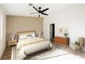 Virtually staged bedroom with a neutral color scheme and modern furniture at 10229 Birch Bluff Ln, Las Vegas, NV 89145