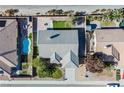 Aerial view of house, pool, and surrounding homes at 1960 S Vineyard Dr, Pahrump, NV 89048