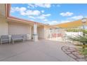 Covered patio with seating and a view of the pool at 3829 Delaware Ln, Las Vegas, NV 89169