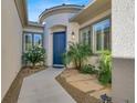 Inviting front entrance with a blue door and well-manicured landscaping at 2423 Blair Castle St, Henderson, NV 89044