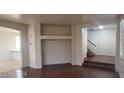 Spacious living room with hardwood floors and built-in shelving at , Las Vegas, NV 89183