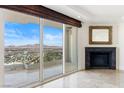 Living area with sliding doors to balcony and mountain views at 2777 Paradise Rd # 3401, Las Vegas, NV 89109