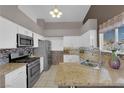Bright kitchen featuring tile backsplash, granite counters, and stainless steel appliances at 2829 Forrest Duke Ct, Las Vegas, NV 89108