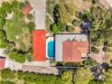 House with pool and surrounding grounds seen from above at 875 Cooper St, Overton, NV 89040