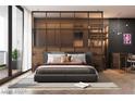 Spacious bedroom with a modern glass partition and walk-in closet at 924 S First St # 406, Las Vegas, NV 89101