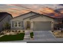 Single-story home with gray siding and landscaped yard at 10929 Sage View Ave # Lot 205, Las Vegas, NV 89166