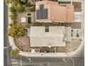 Overhead view of a house with solar panels and a backyard at 8101 Spur Ct, Las Vegas, NV 89145