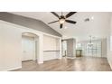 Spacious living room with vaulted ceilings, hardwood floors, and recessed lighting at 3709 Ferrell St, North Las Vegas, NV 89032