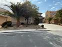 Landscaped yard with palm trees and driveway at 2621 Slide Canyon Ave, North Las Vegas, NV 89081