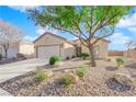 Single-story house with a two-car garage and desert landscaping at 2525 Shore Bird Ave, North Las Vegas, NV 89084