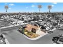 Stunning aerial view of a well-maintained home, neighborhood, and proximity to the airport and downtown at 4726 Beaconsfield St, Las Vegas, NV 89147