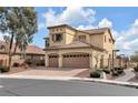 Two-story house with a three-car garage and a walkway to the entrance at 3721 Alcantara Ln, North Las Vegas, NV 89084