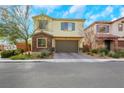 Two-story house with stone accents and a two-car garage at 7747 Harthill Park Ave, Las Vegas, NV 89113