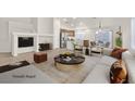 Virtually staged living room with modern furniture and high ceilings at 5725 Copper Sun Ct, North Las Vegas, NV 89031