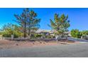 Single-story house with a two-car garage and landscaped yard at 5981 Doubletree Rd, Pahrump, NV 89061