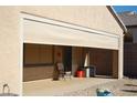 Relaxing covered patio with a chair, creating a comfortable outdoor living space at 2601 Centaurus St, Henderson, NV 89044