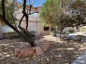 Apartment building with mature landscaping and hardscape at 5751 E Hacienda Ave # 130, Las Vegas, NV 89122