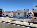 Attractive single-story home featuring a desert landscape and a two-car garage at 592 Grimsby Ave, Henderson, NV 89014