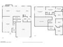 Detailed floorplan showcases layout of first and second floor including bedrooms, bathrooms, kitchen, and living areas at 7344 Jelson Falls St, Las Vegas, NV 89131