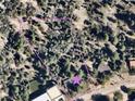 Aerial view showing .52 acre lot surrounded by USFS land, ensuring privacy and natural beauty at 4154 Matterhorn Way, Mount Charleston, NV 89124