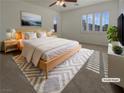 Well-lit, virtually staged bedroom with neutral tones, soft textures, and a relaxing ambiance at 7719 Windy Meadow Ave, Las Vegas, NV 89178