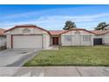 Charming single-story home featuring a well-maintained lawn and a two-car garage at 6413 Chippindale Ln, Las Vegas, NV 89108