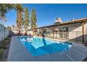 Sparkling swimming pool in a private backyard setting, perfect for relaxation and entertainment at 3665 Bronco Rd, Las Vegas, NV 89103