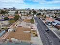 This is an aerial view showcasing the neighborhood and surrounding city skyline at 6216 Bullion Blvd, Las Vegas, NV 89103