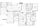 Detailed floor plan showcasing the layout of the home, including the pool, driveway, and bedroom locations at , Las Vegas, NV 89149