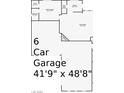 Floorplan view of the 6-car garage. Its dimensions are displayed as 41'9