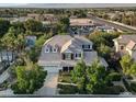 An aerial view captures the home's location surrounded by mature trees in a serene neighborhood at 7220 Shenandoah Springs Ave, Las Vegas, NV 89131