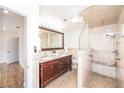 Well-appointed bathroom with double vanity, walk-in shower, and elegant tile work at 1561 Doran Dr, Las Vegas, NV 89123