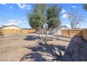 Large backyard with a tree in the middle of the yard and a wooden fence at 4825 Randall Dr, Las Vegas, NV 89122