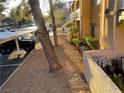 Exterior of condominium showing a parking space, palm tree, and partial view of balcony at 5130 S Jones Blvd # 203, Las Vegas, NV 89118