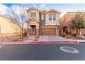 Lovely two-story home with a brick driveway and a welcoming entrance, ideal for suburban living at 2149 Morro Vista Dr, Las Vegas, NV 89135