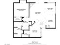 Floorplan shows an efficient layout of the nearly 1,000 square foot home with two bedrooms and bathroom at 4980 Black Bear Rd # 104, Las Vegas, NV 89149