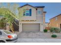 A charming two-story home with a two-car garage and a beautifully paved driveway at 4115 Spring Storm Ave, North Las Vegas, NV 89081