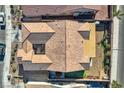 Aerial view of a single-story home featuring a courtyard and backyard patio area at 2345 Gondi Castle Ave, Henderson, NV 89044