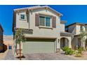 Charming two-story home with a brick driveway, two-car garage, and well-maintained landscaping at 6747 Marjoram St, Las Vegas, NV 89166