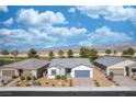 Aerial view of a single story home with desert landscaping and a golf course view at 4400 E Cactus Canyon Dr, Pahrump, NV 89061